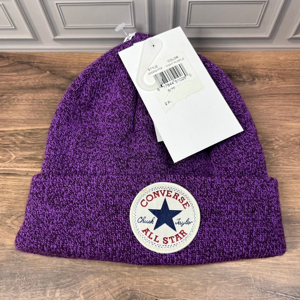 Converse Beanie Mittens 2pc Set Toddler Night Purple Chuck Taylor All Star